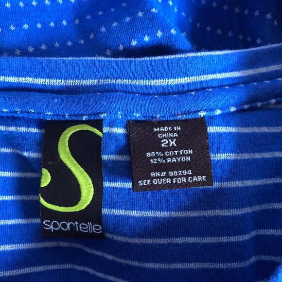Sportelle Pullover Top Womens Size 2X Blue Striped Raglan Sleeve Sweatshirt - Picture 5 of 7